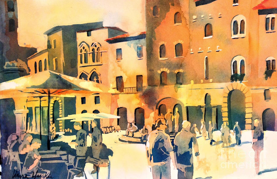 Italian Piazza Painting by Liana Yarckin