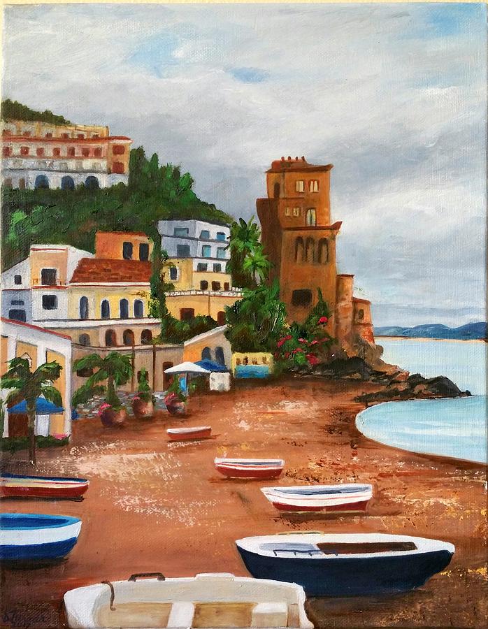 Italian seaside village Painting by Susan Turner - Fine Art America