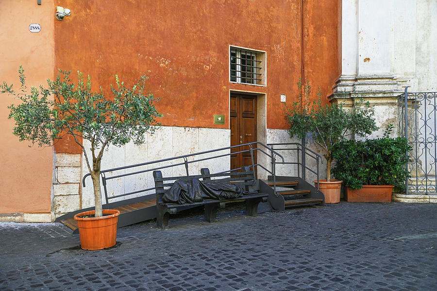 Architecture Photograph - Italian Vacations - Trastevere Streets - Homeless Jesus by Jenny Rainbow