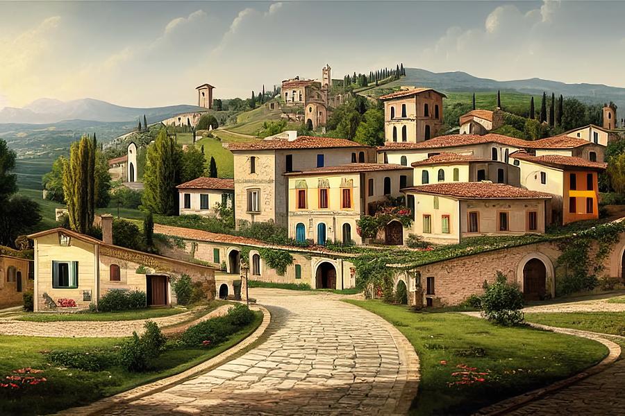 Italian Village 1 Digital Art by Sterling and Thorn Italian Village 1 Digital Art by Sterling and Thorn