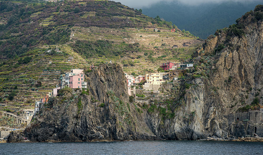 Charming village on a rocky cliff with in Cinque Terre Italy Photograph by Michalakis Ppalis