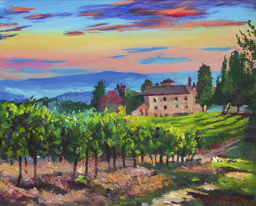 Italian Village Peccioli, Pisa Vineyard Painting by David Lloyd Glover ...