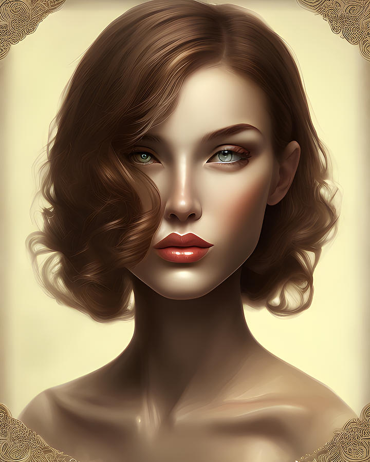 Italian Woman Face Digital Art by Marco Lermer - Pixels