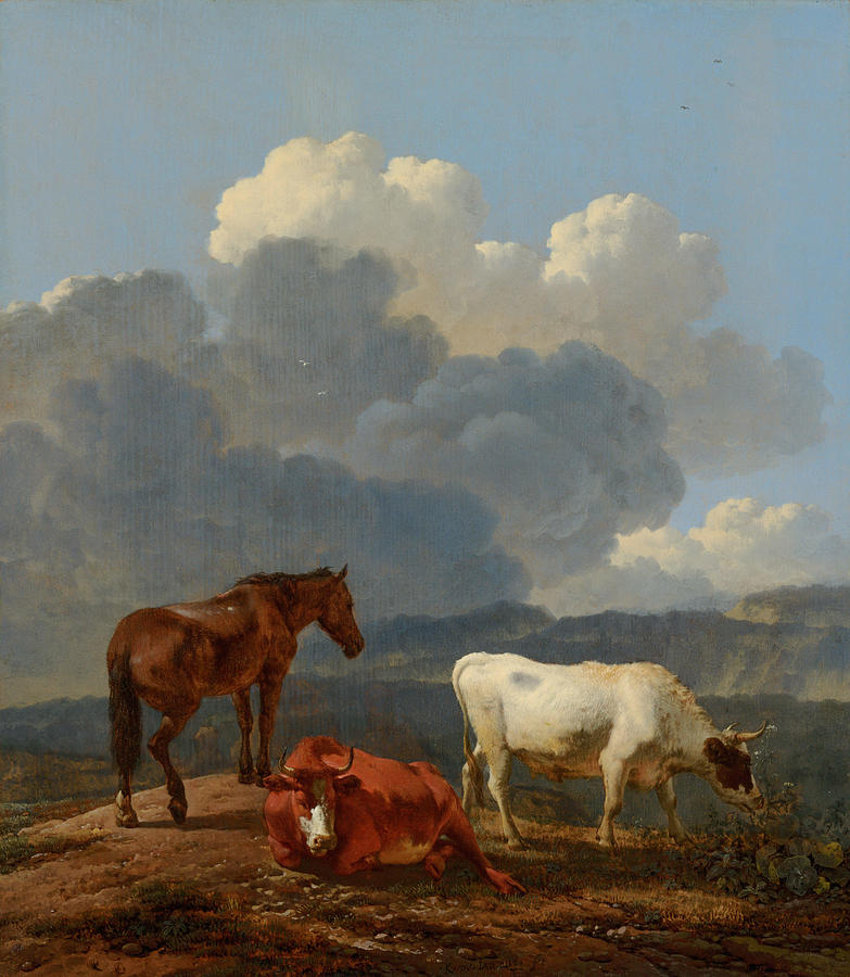Karel Dujardin Painting - Italianate Landscape with Cattle  by Karel Dujardin