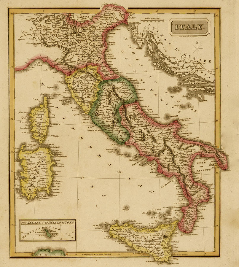 Italy 1817 Drawing by Vintage Maps Pixels