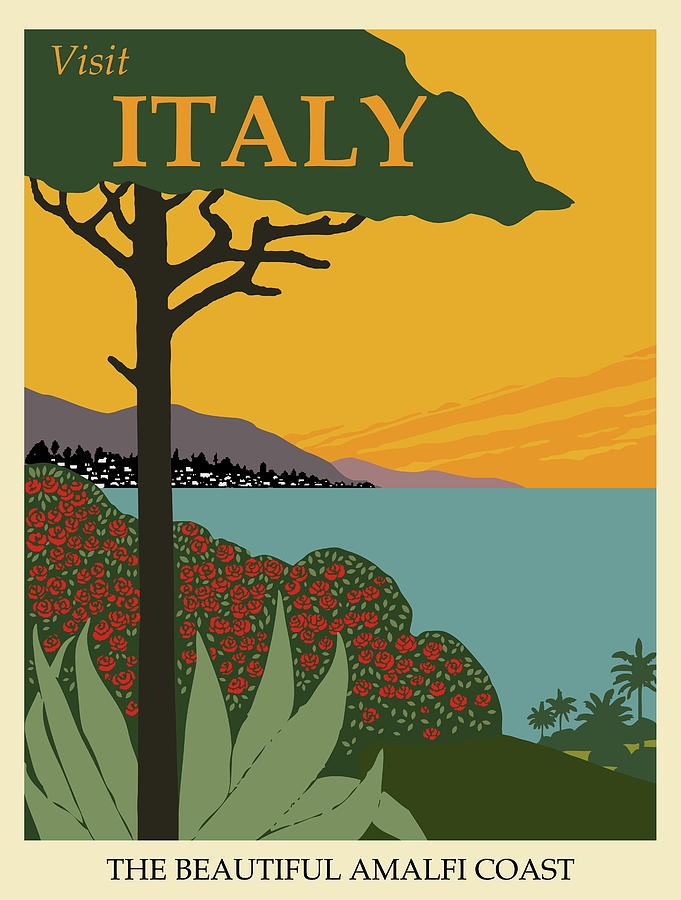 Italy Amalfi Coast Travel Poster Drawing by Travel Poster - Pixels