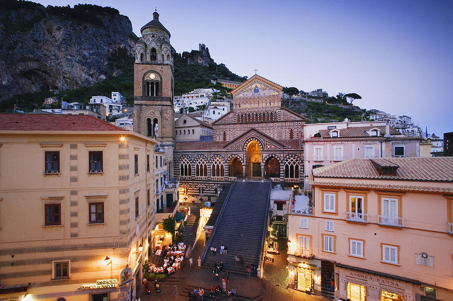 Italy, Campania, Amalfi, main square and the Duomo Photograph by Jeremy Woodhouse