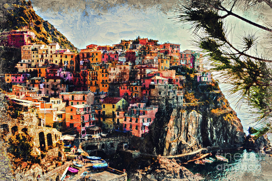 Italy - Cinque Terre Digital Art by - Zedi -