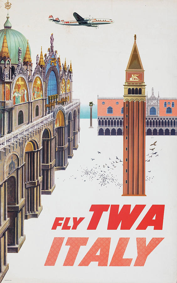 Italy- Fly TWA - Trans World Airlines, 1960 Painting by Vintage Travel ...