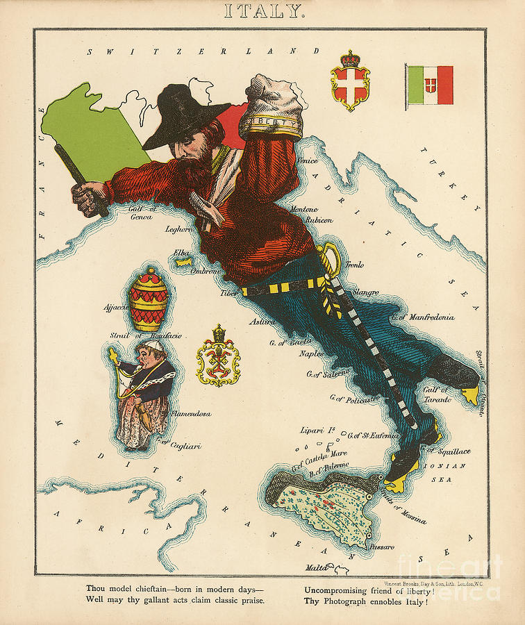 Lilian Lancaster - Italy - 1868 Digital Art by Vintage Map Lilian Lancaster - Italy - 1868 Digital Art by Vintage Map