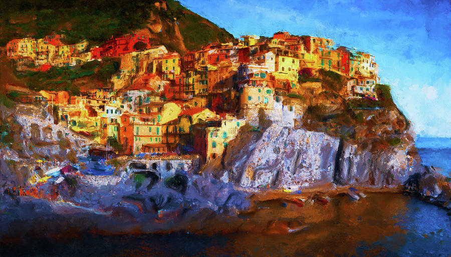 Italy, Manarola - 02 Painting by AM FineArtPrints
