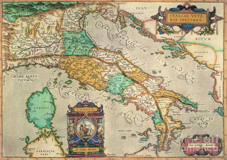 Italy Naples by Abraham Ortelius A1 Size 78 x 57 cm Reproduction Antique Map of Italia Repubblica Italiana 