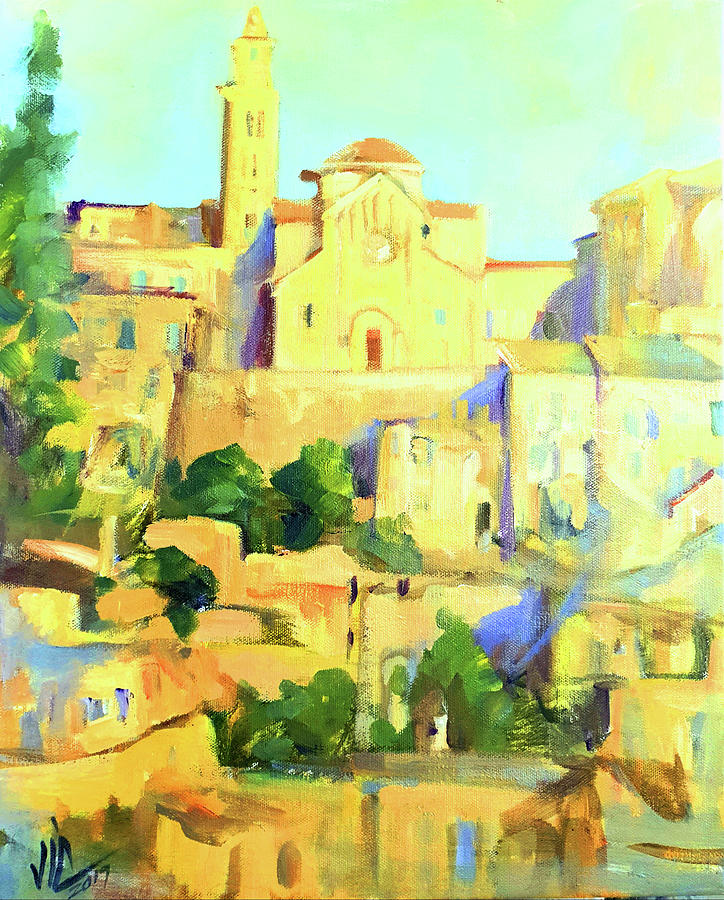 Italy Matera Cityscape painting by artist Vali Irina Ciobanu Painting by Vali Irina Ciobanu
