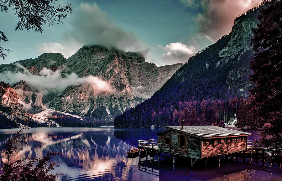 Italy Mountains Pragser Wildsee Lake Water - Surreal Art By Ahmet Asar Digital Art