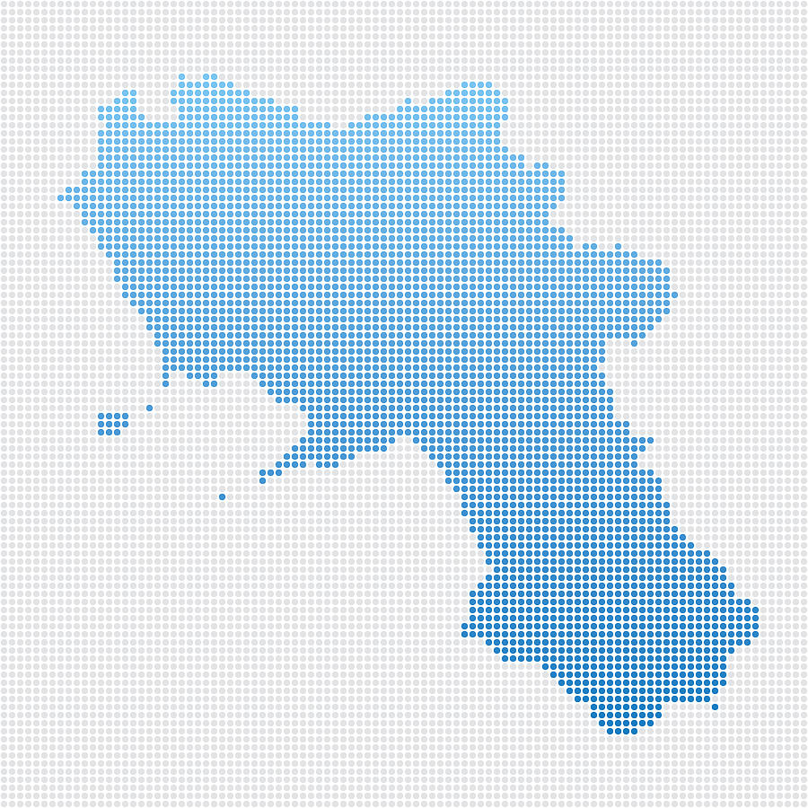 Italy Regions Campania Map Blue Dot Pattern Drawing by FrankRamspott