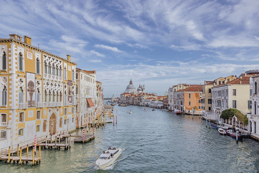 Italy, Venice, View down the Grand Canal from Ponte dell'Accademia with ...