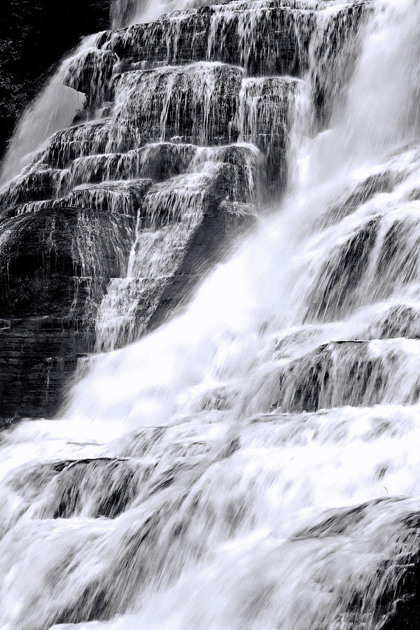 Nature Photograph - Ithaca Falls 2 , B and W - Ithaca, N. Y. by Allen Beatty