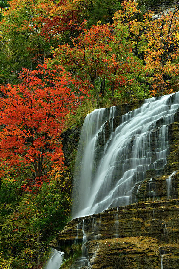 Ithaca Falls Fall Colors 2 Photograph by Dean Hueber - Fine Art America