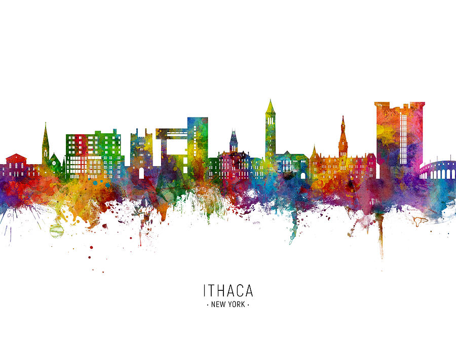 Ithaca New York Skyline #07 Digital Art by Michael Tompsett