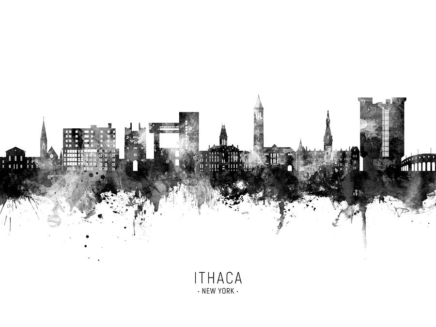 Ithaca New York Skyline #08 Digital Art by Michael Tompsett