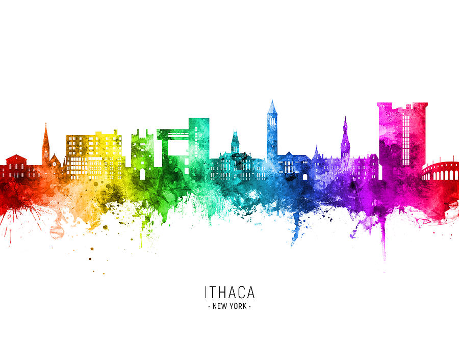 Ithaca New York Skyline #11 Digital Art by Michael Tompsett