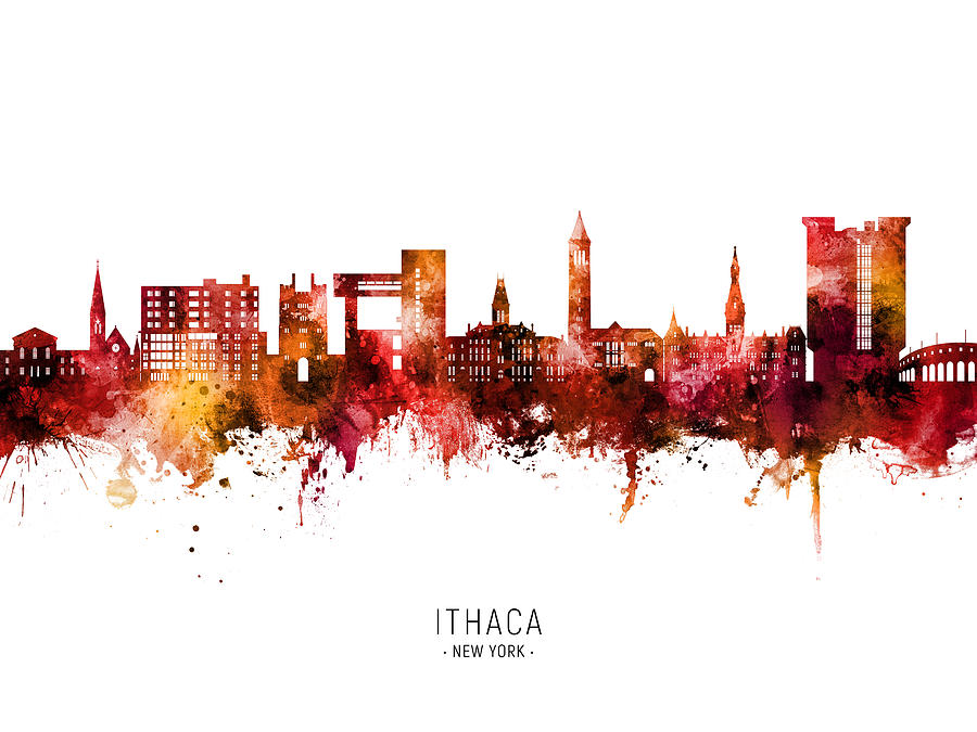 Ithaca New York Skyline #17 Digital Art by Michael Tompsett