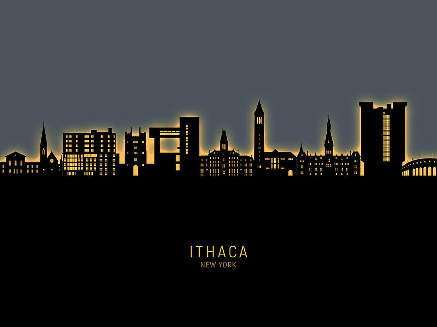Ithaca New York Skyline #20 Digital Art by Michael Tompsett