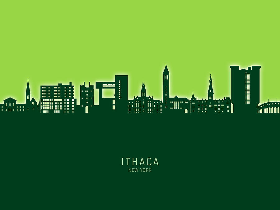 Ithaca New York Skyline #24 Digital Art by Michael Tompsett