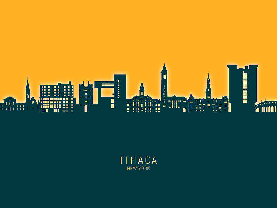 Ithaca New York Skyline #27 Digital Art by Michael Tompsett