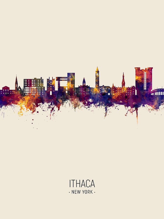 Ithaca New York Skyline #30 Digital Art by Michael Tompsett