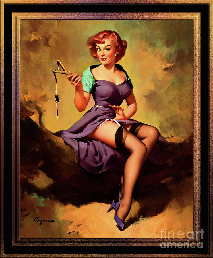 Its A Snap by Gil Elvgren Pin-Up Girl Vintage Art Painting by Rolando Burbon