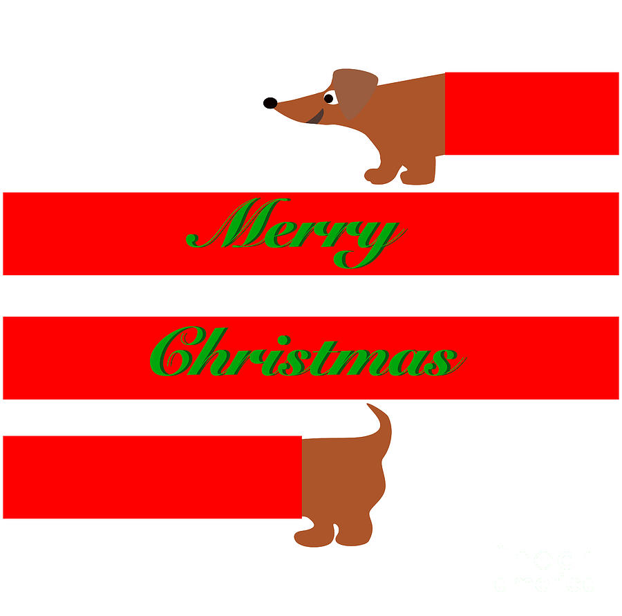 Its A Stretch this Christmas Dachshund Love Digital Art by Barefoot Bodeez Art