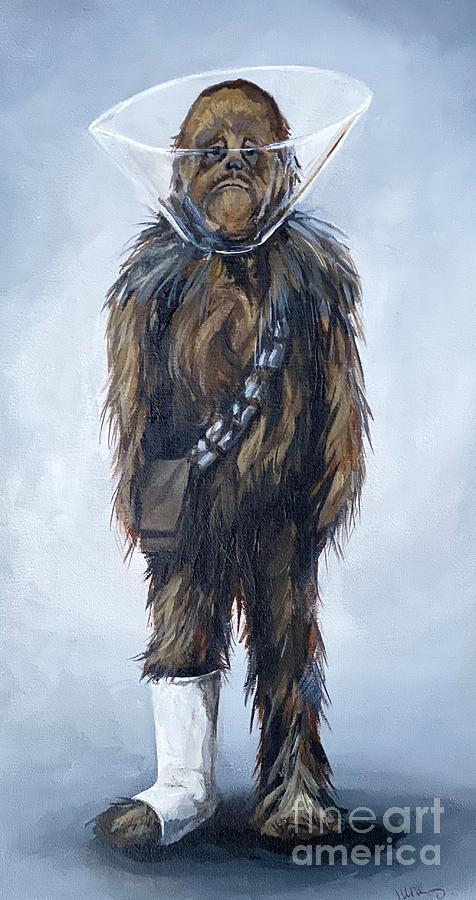 Star Wars Painting - Its all fun and games until Chewie ends up in a cone. by June Huff