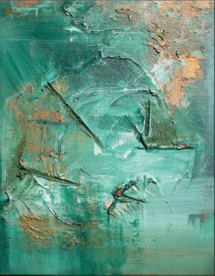 Its Easy Being Green and Gold Abstract Painting by Cathleen Klibanoff