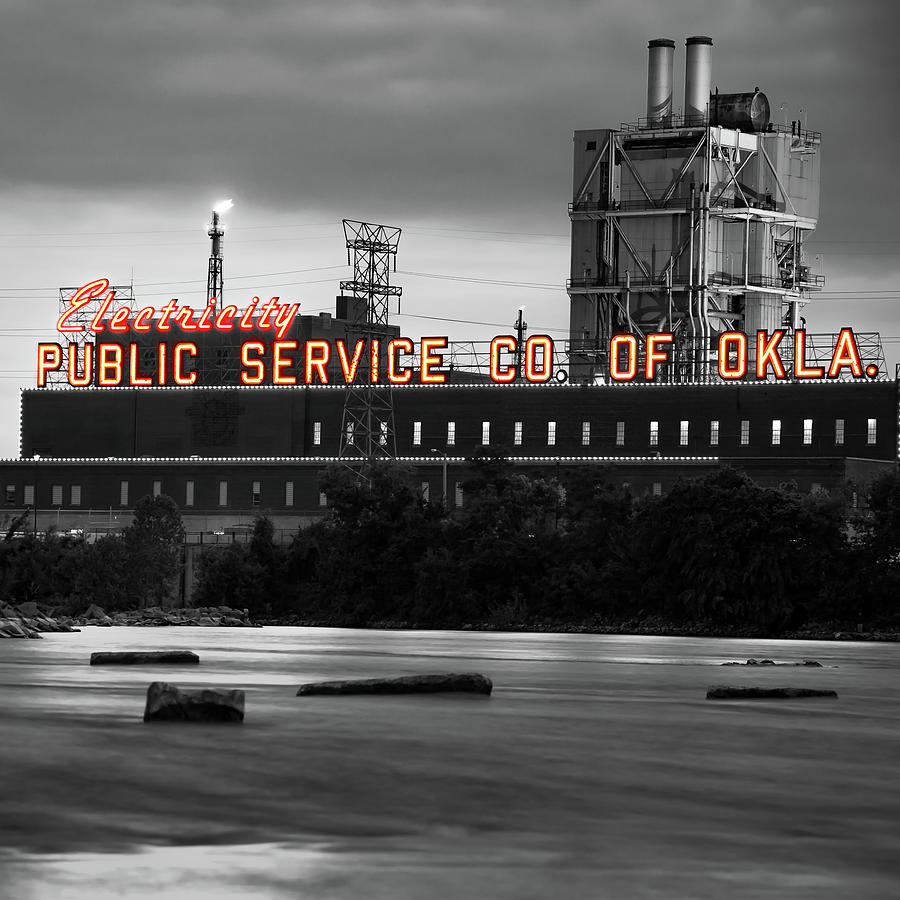 Its Electric Along The River - Tulsa Oklahoma Selective Color Photograph by Gregory Ballos