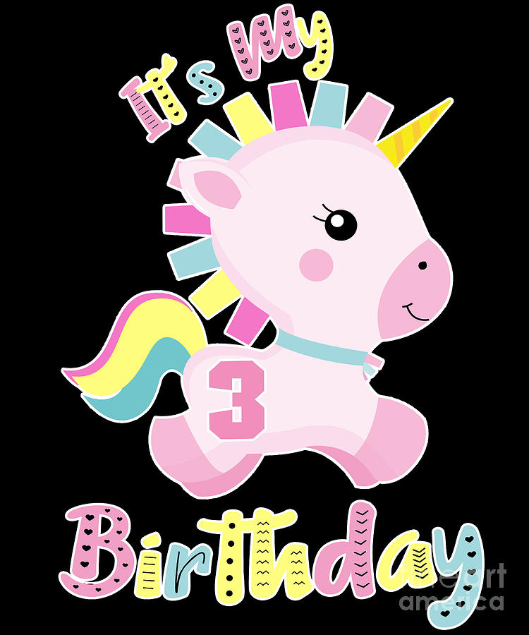 Its My 3rd Birthday Baby Unicorn Girls Gift Digital Art By J M
