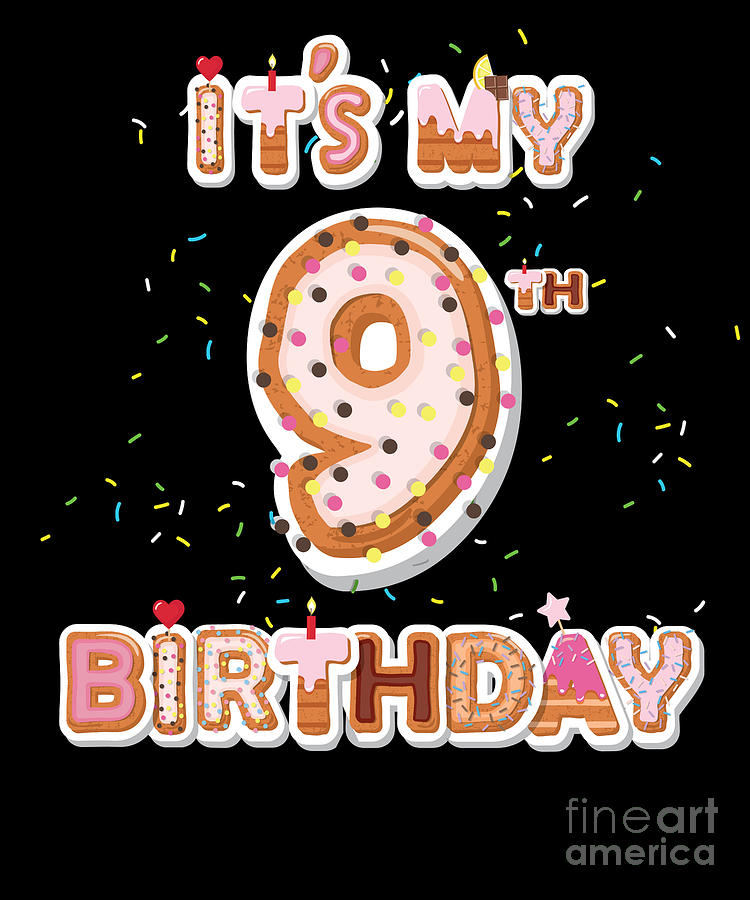 Its My 9th Birthday Donut 9 Years Old Bday Donut Girl product Digital ...