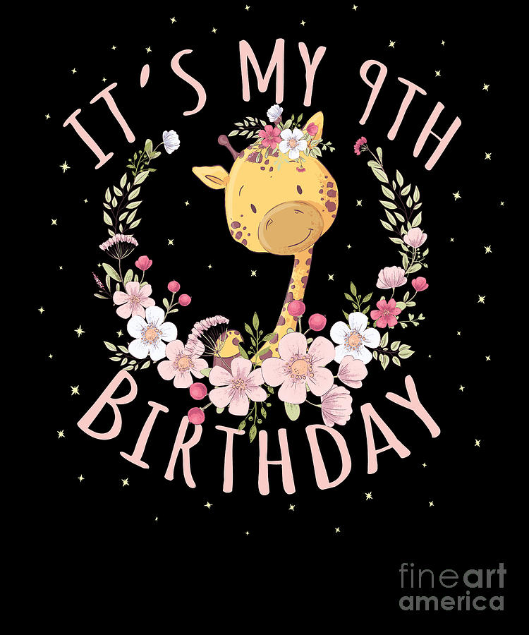 Its My 9th Birthday Princess Girl 9 Years Old Giraffe Lover Product 