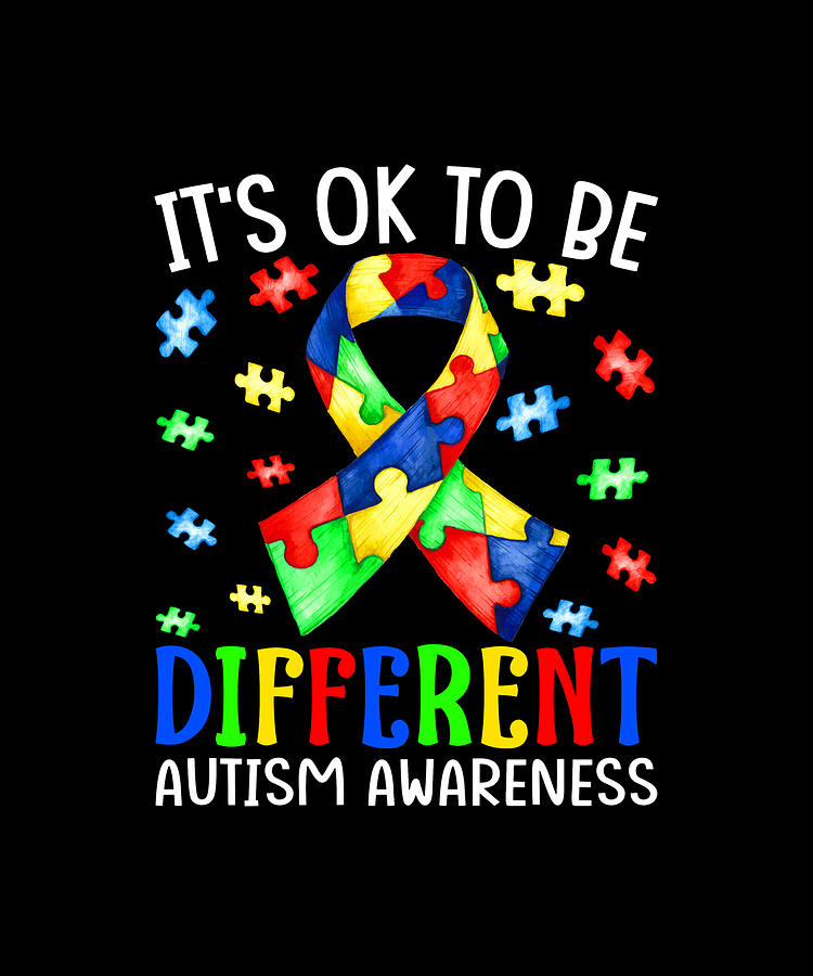 It's Ok To Be Different Autism Awareness Ribbon Puzzle Drawing by ...