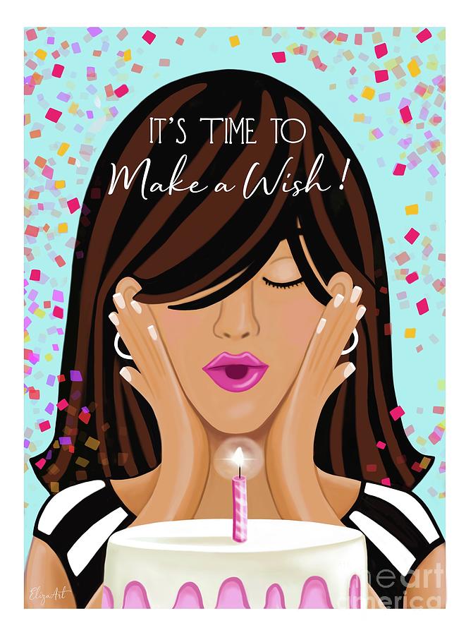 Birthday Painting - Its Time to Make A Wish by Elizabeth Robinette Tyndall Birthday Painting - Its Time to Make A Wish by Elizabeth Robinette Tyndall