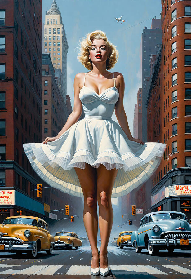 Marilyn Monroe Painting - Its up to you, New York New York by My Head Cinema