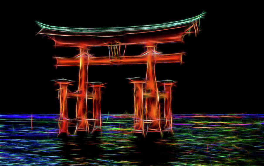 Itsukushima Shrine Fractalized Digital Art by Gary Hughes