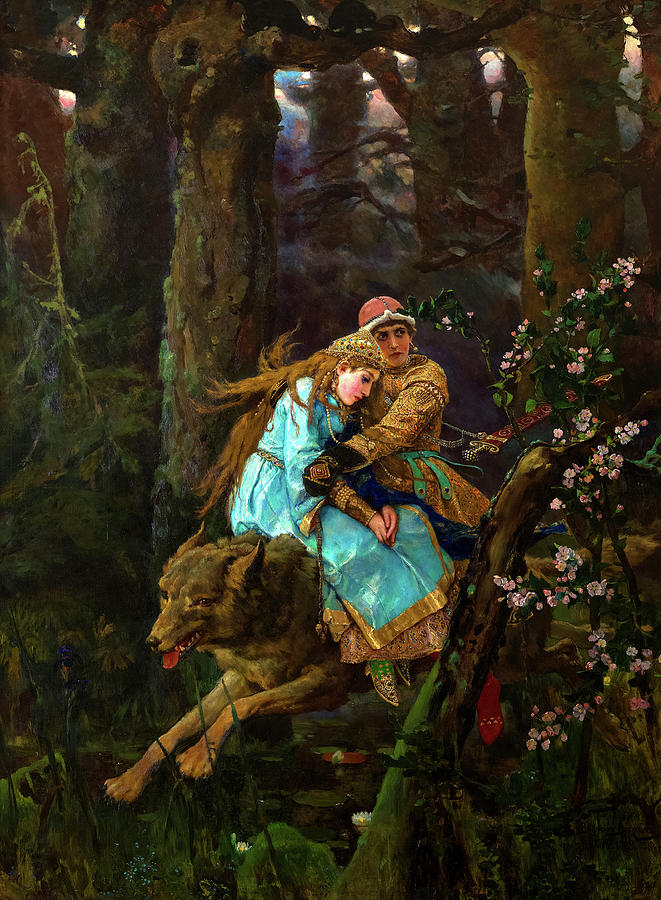 Tree Painting - Ivan Tsarevich riding the Gray Wolf by Viktor Vasnetsov