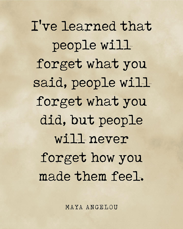 Ive learned that people will forget - Maya Angelou Quote - Literature - Typewriter Print - Vintage Digital Art by Studio Grafiikka