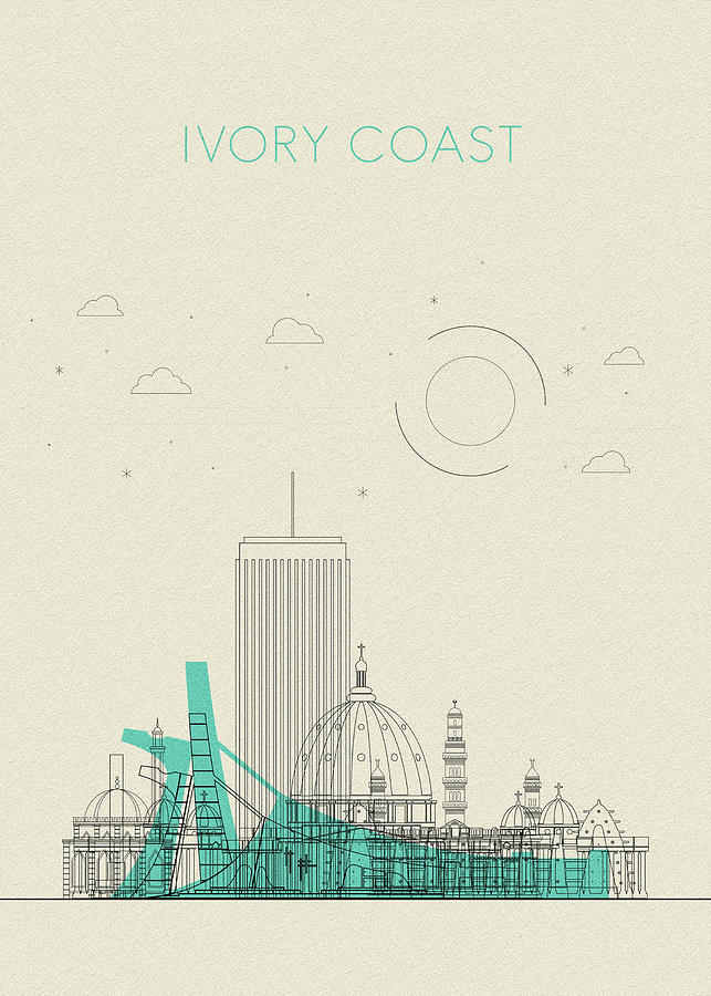 Memento Movie Drawing - Ivory Coast City Skyline by Inspirowl Design