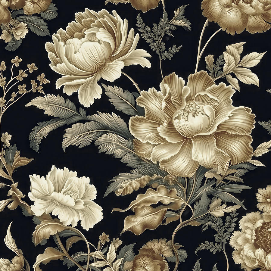 Ivory Flowers Pattern Digital Art by Maria Angelica Maira