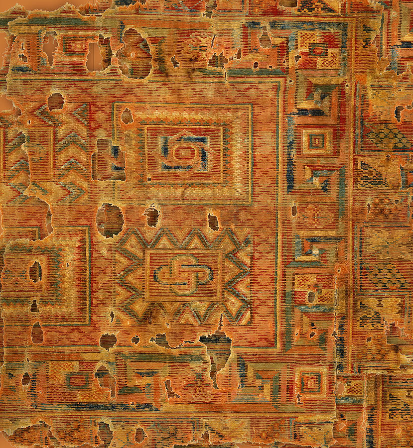 Ivy Zen Orange Pattern Mandala Carpet Print Painting by Tony Rubino