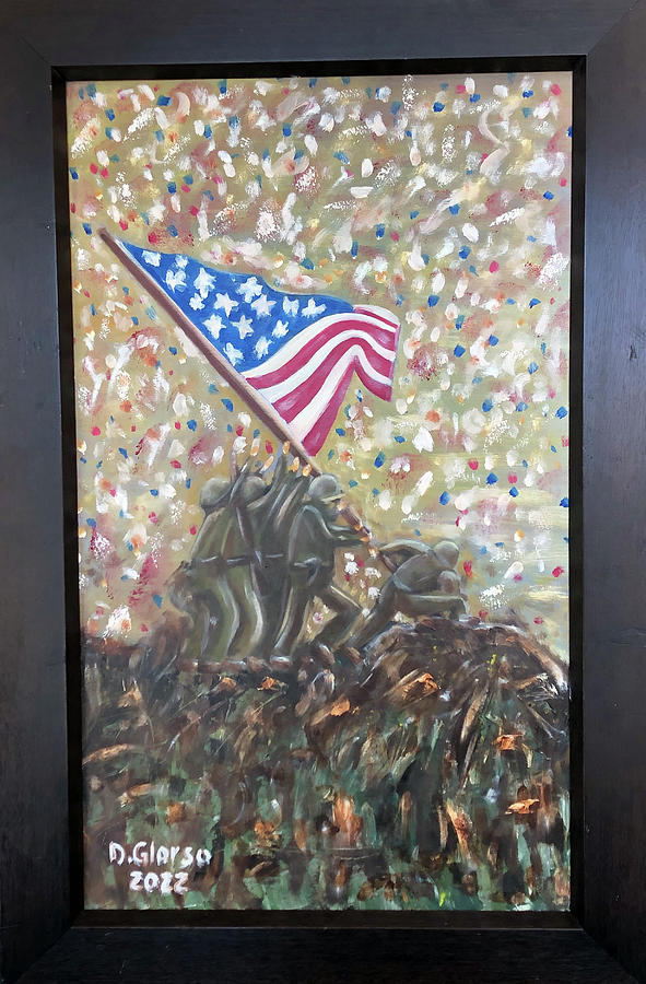 Flag Painting - Iwo Jima Flag Raising 3rd version by Dean Glorso
