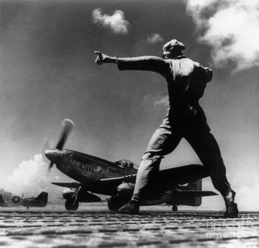 IWO JIMA - P-51 Taking Off Photograph by Granger