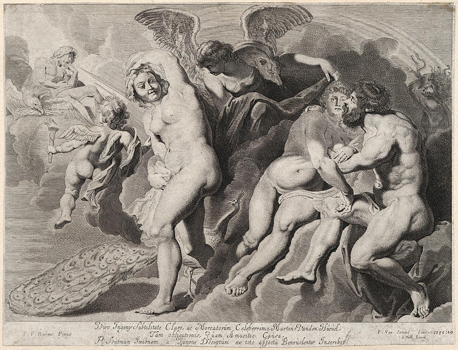 Ixion deceived by Hera Drawing by Pieter Van Sompel